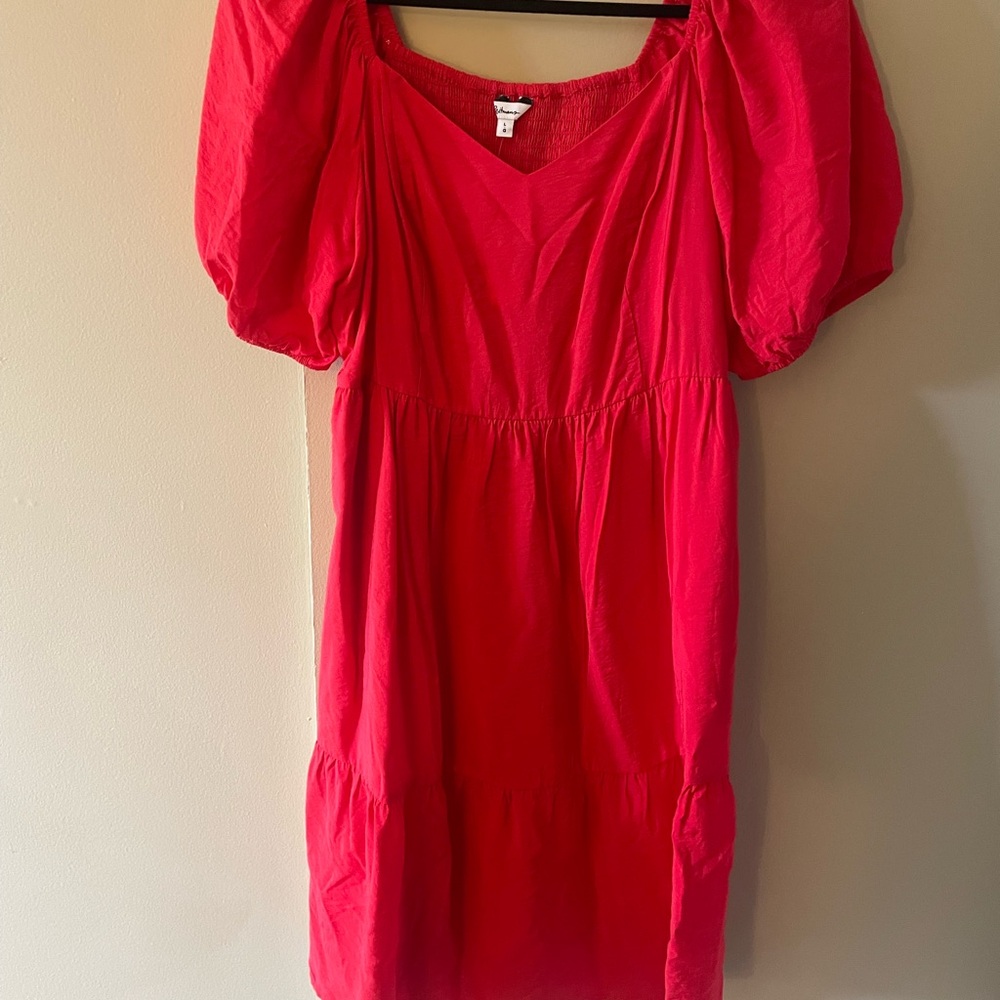 NWT Puff Sleeve Vibrant Red Milkmaid Dress
